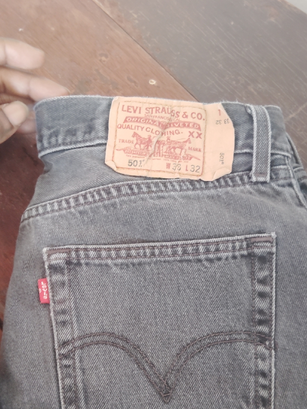 Levi's Black Washed 501 Straight Jeans
